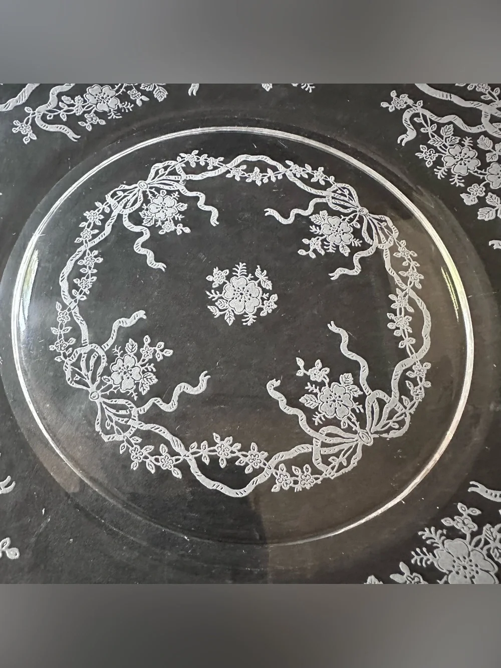 Fostoria ROMANCE Set of 3 Clear Etch #341 Luncheon Plates 8.5